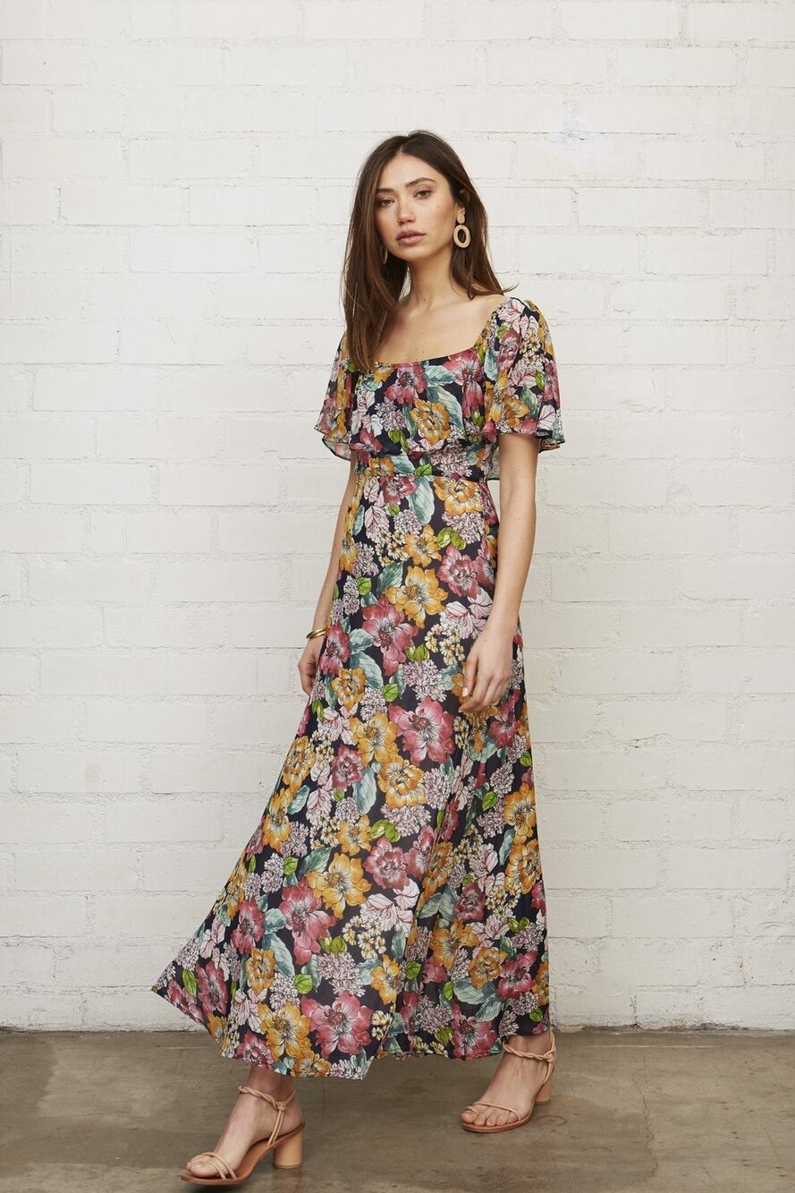 Rachel Pally Chiffon Floral Maxi Dress